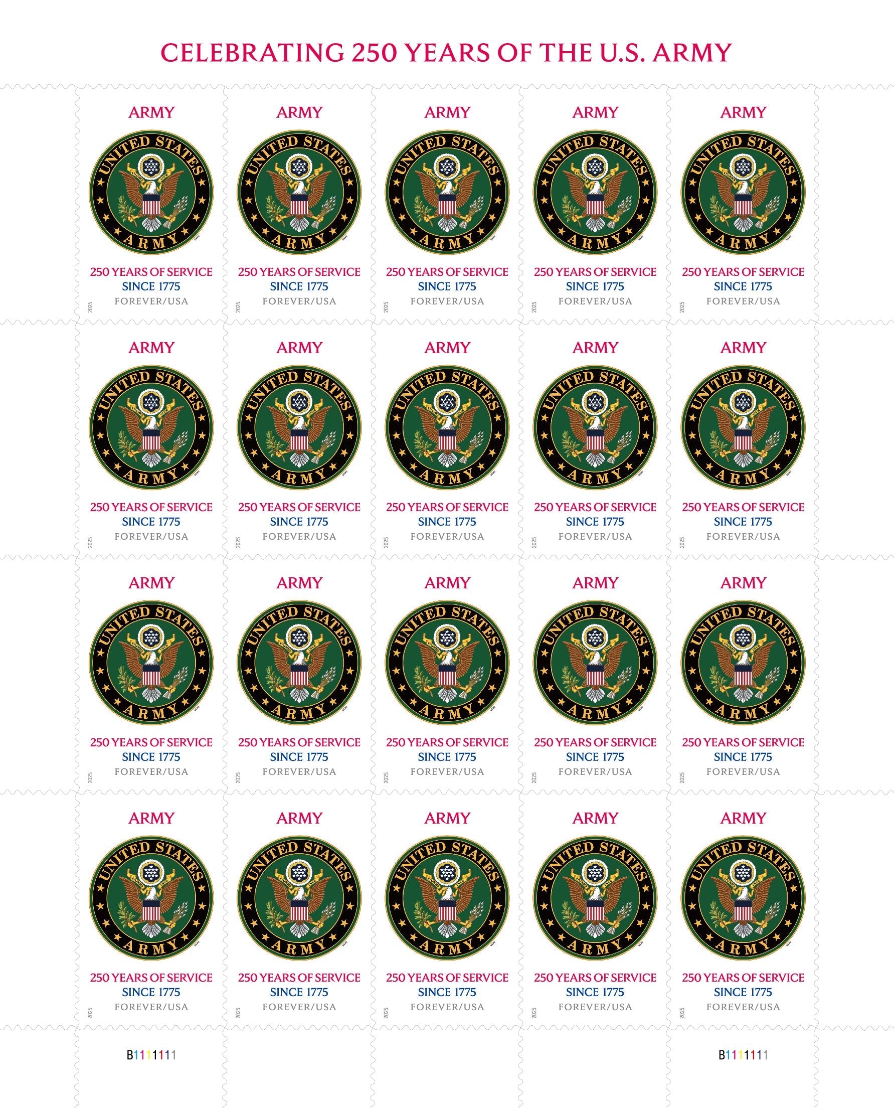 U.S. Army 250th First-Class Mail Forever Postage Stamps