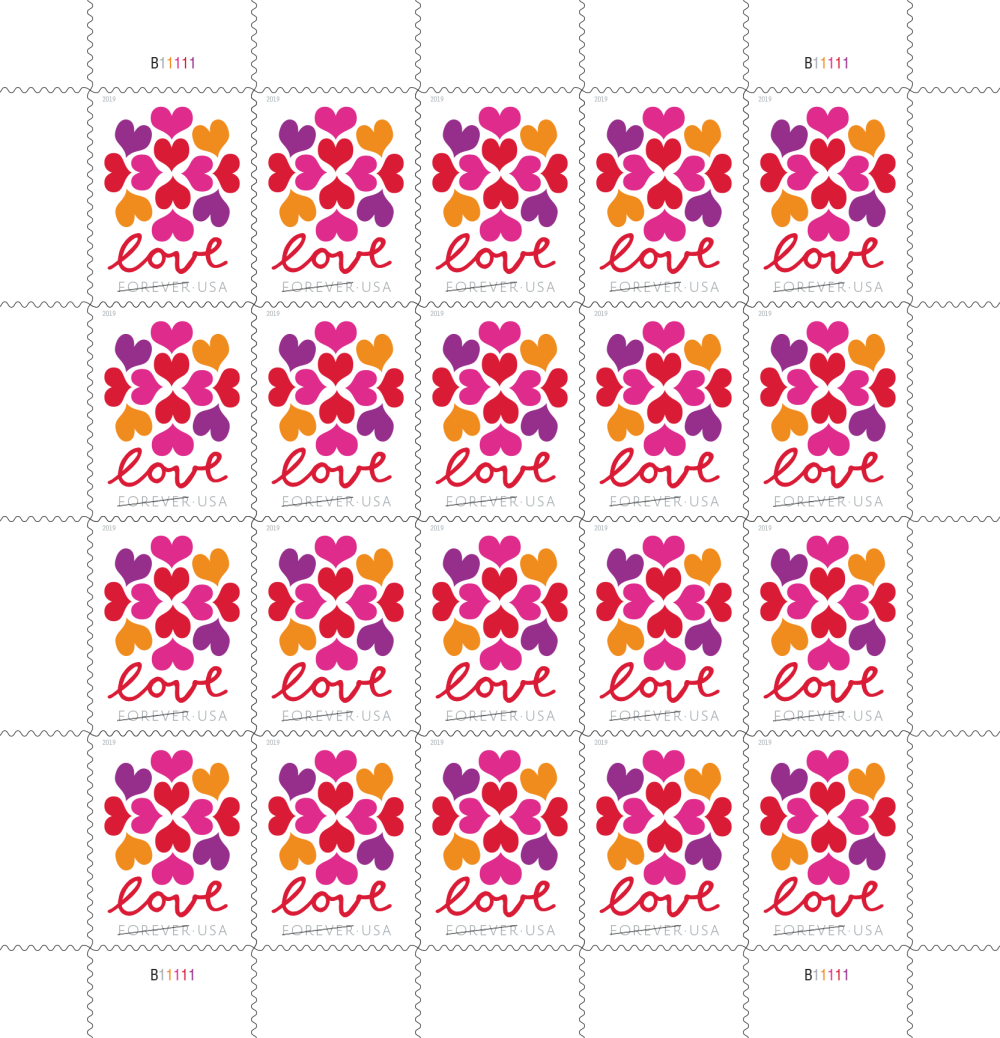 2019 Love Hearts Blossom Forever First Class Postage Stamps